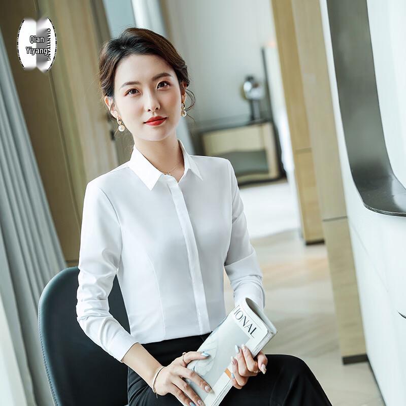 QIANYIYANG Women s V-Neck Long-Sleeve Formal Blouse 6XL