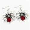 Gothic Retro Black Red Oval Crystal Stereo Simulation Spider Dangle Earrings for Women Hallowmas Party Punk Rock Jewelry Gifts