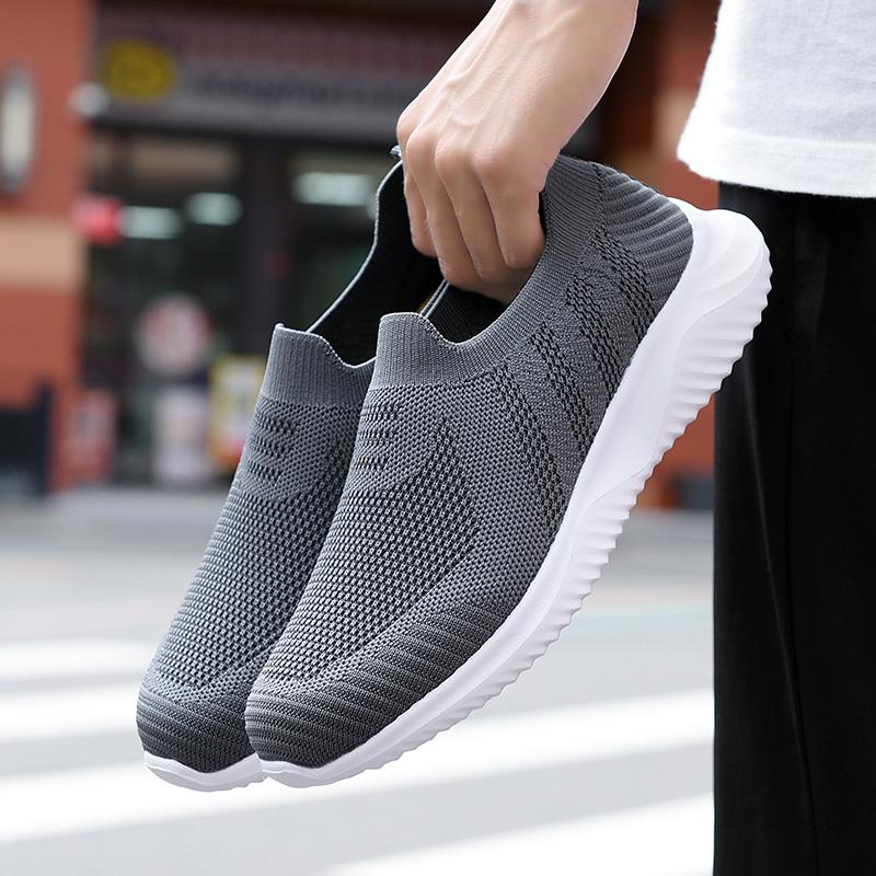 Fashion Women's Slip-On Flat Bottom Shoes Breathable Mesh Upper Cross-Border Knitted Casual Footwear Low Heel Non-Slip Comfortable