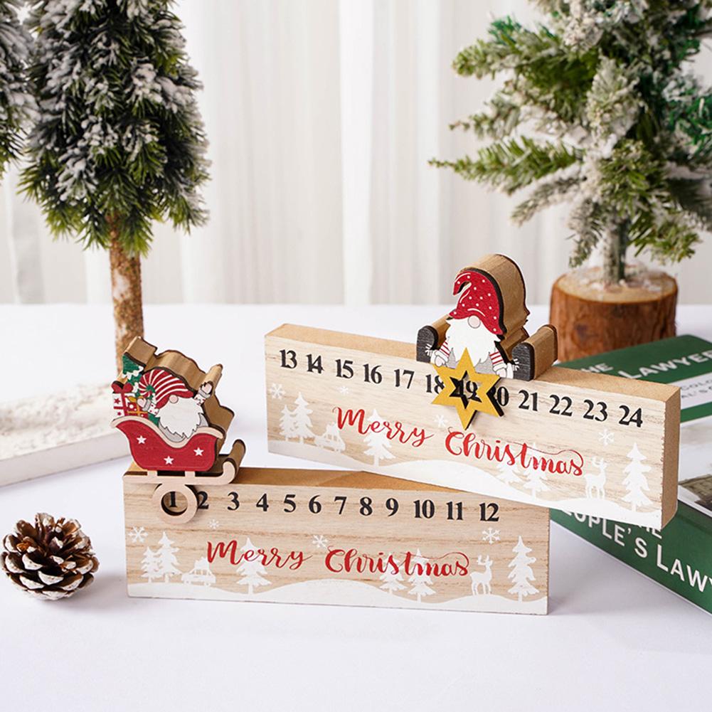 Faceless Gnome Xmas Advents Calendar Decor Charming Wooden Gnome Xmas Countdown Present Exchange Present