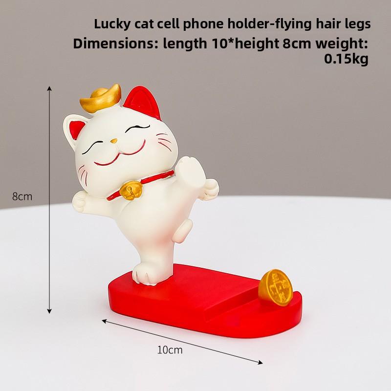 Cute Mobile Phone Stand Decoration Cute Maneki Neko Resin Office DeskCute Gift Decoration