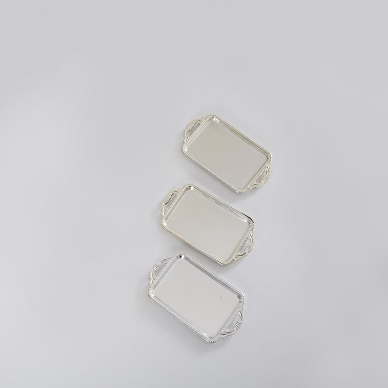 

3pcs Jewelry Display Tray Sauce Dish Small Tray Festive Dim Sum Plastic Plate Fruit Plate Electroplated Plate Home Decor 3 styles
