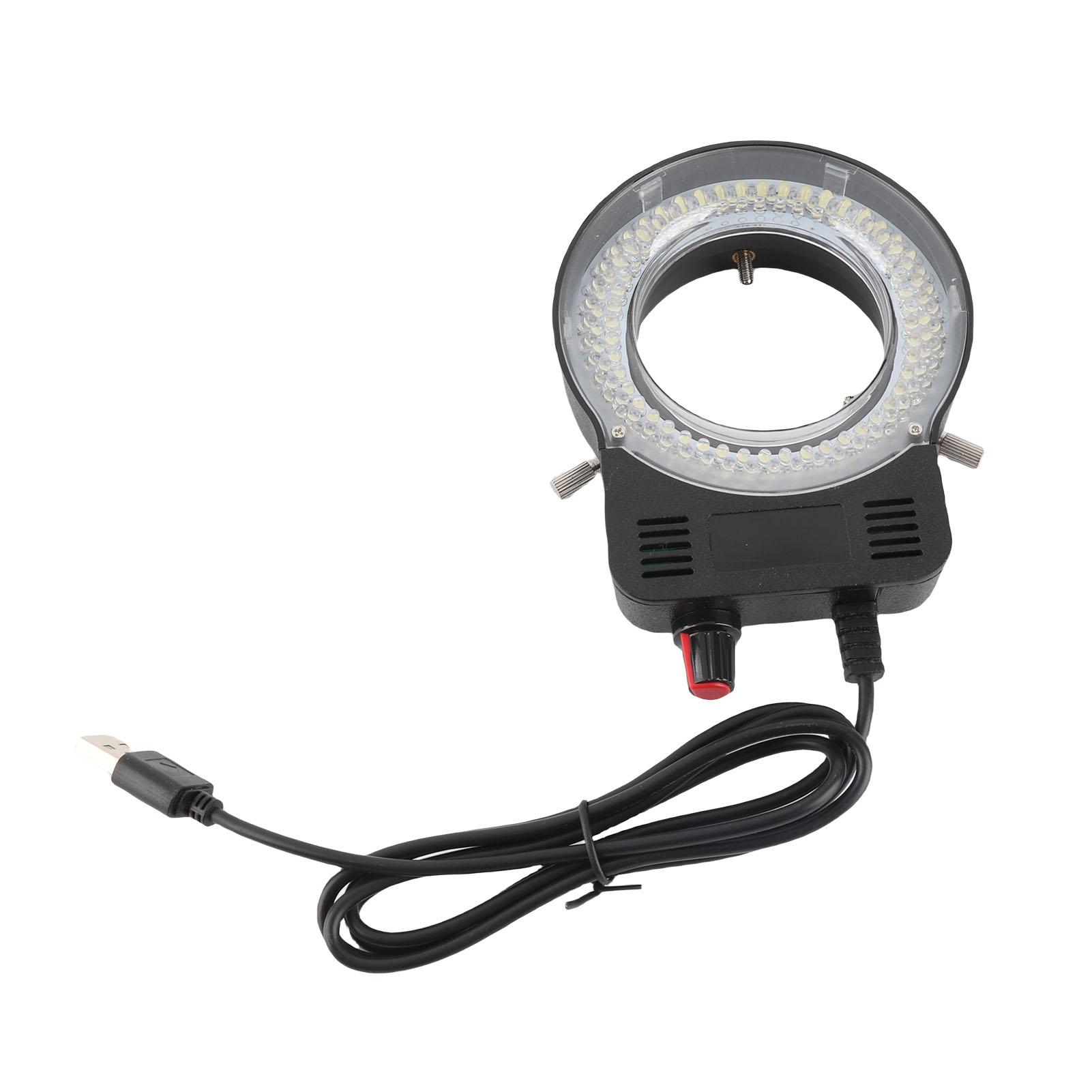 LED Microscope Ring Light 144 LEDs 4W 6500‑7500K 32000‑36000LX Adjustable Brightness USB Powered Microscope Lamp
