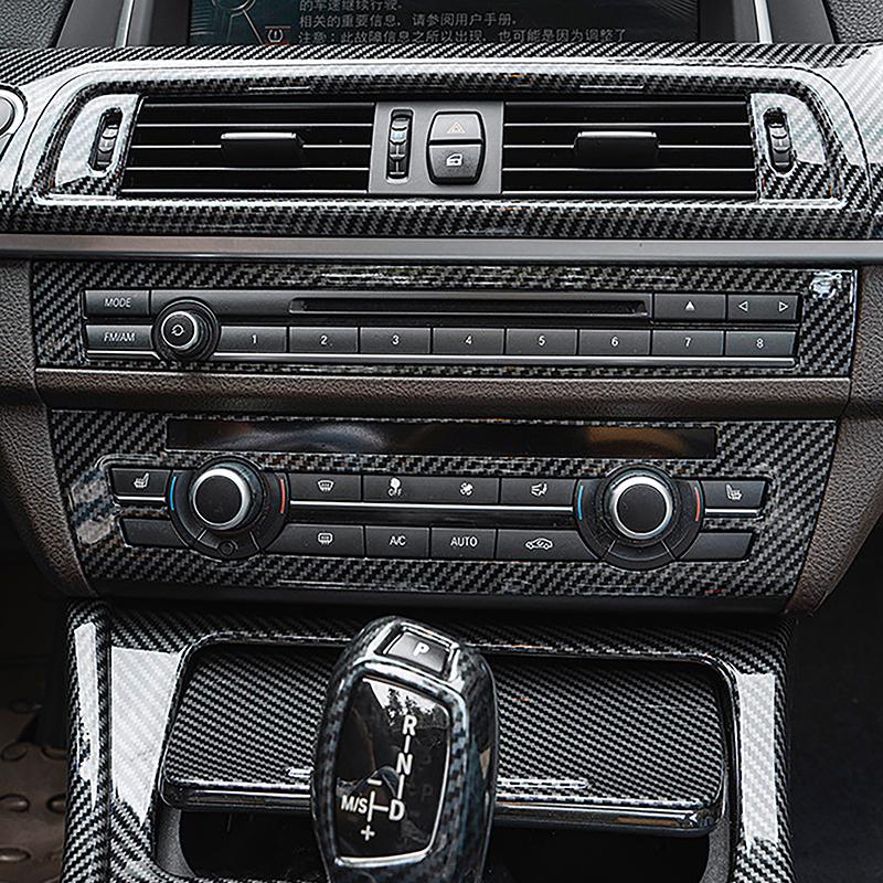 Carbon Fiber Color Center Console CD Frame Decoration Cover Trim For BMW 5 Series F10 2011-2017 Car Styling Interior Accessories