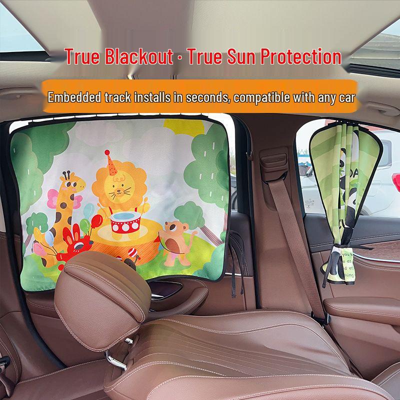 Thick Black Glue Car Sun Shade: Cartoon Suction Cup Window Shade for Children's Sun Protection and Heat Insulation