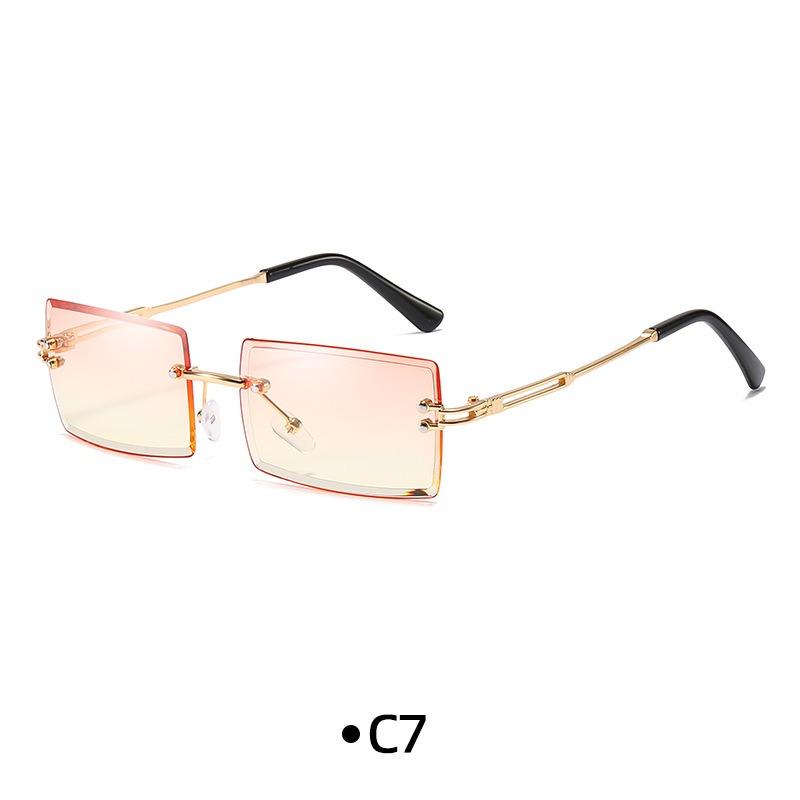 1PC frameless street photography sunglasses cut edge square design fashionable small PC sunglasses for women men