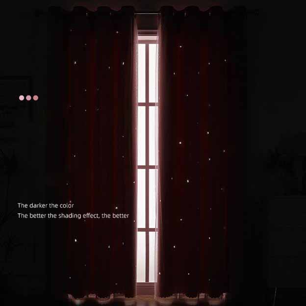 Lace Sheer+Blackout Curtains Double Layer Star-Pattern Drapes Sun Filtering Window Sheers Elegant Living Room Bedroom Decor