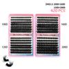 PBT Fibers Handmade Fan Eyelashes DIY for Dense Cluster Spike Bottom Lash 3D Faux Mink Natural Black Press 28 Rows Lashes