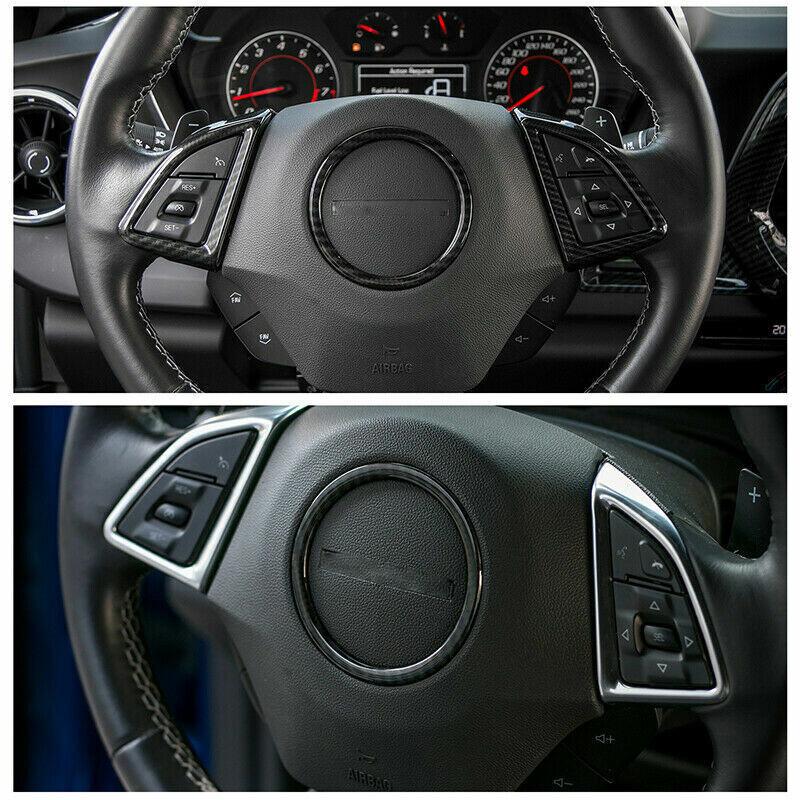 4pcs Steering Wheel Decoration Cover Trim for Chevrolet Camaro 17+ Carbon Fiber