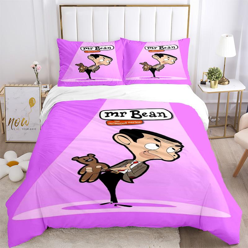 Mr Bean Bedding 3 Piece Set HD Print Duvet Cover Pillowcases for Teens Adult Bedroom Decoration Christmas Gift
