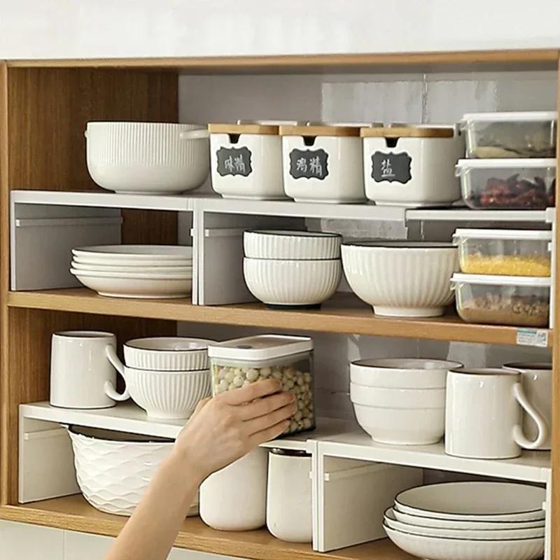 Kitchen Cupboard Organizer Retractable Cabinet Shelf Space Saving Seasoning Bottle Spice Rack Dish Shelf Kitchen Storage Rack