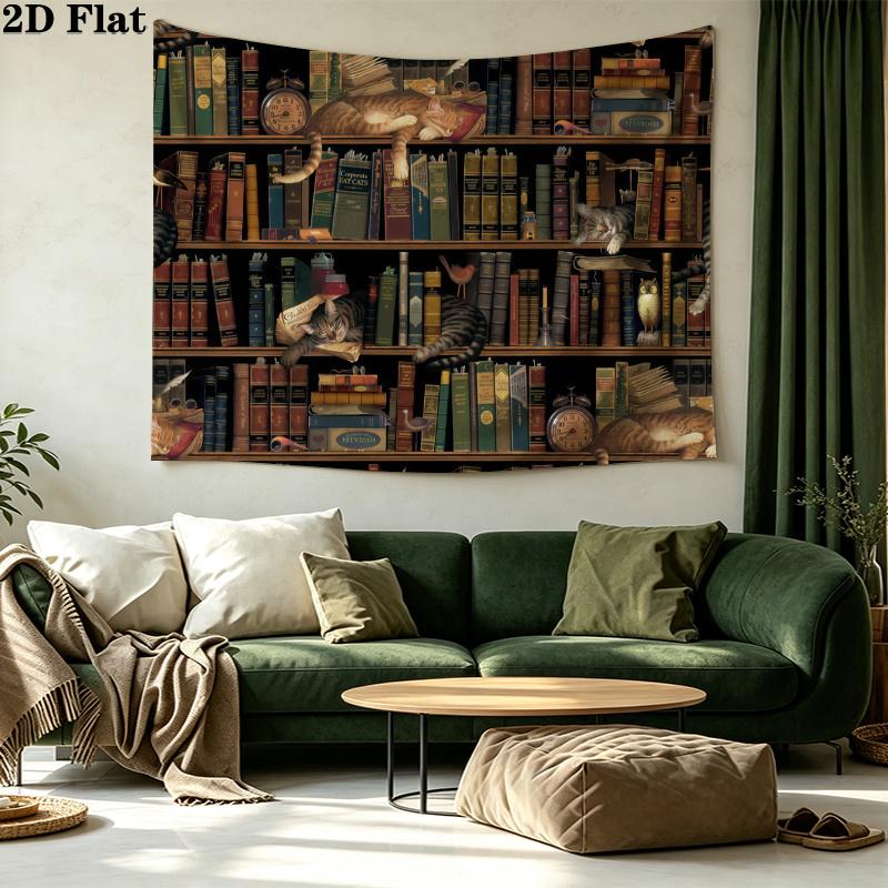 Fantasy Bookself Wall Tapestry Aesthetic Wall Hanging Printed Fabric Blanket Decorative Tapestries for Bedroom Living Room Home Decor