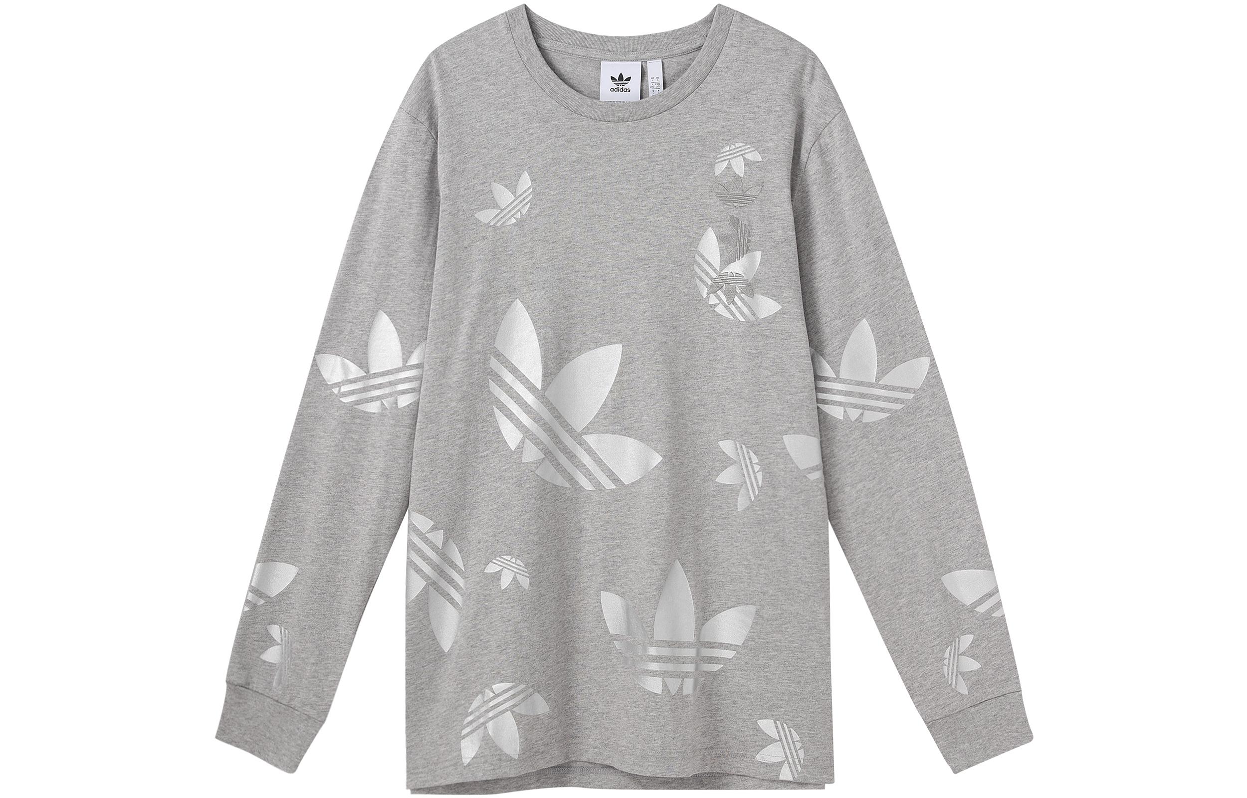 Adidas Originals Trefoil Ref/Met Ls Tee T Shirt Men s Gray FS7326 M