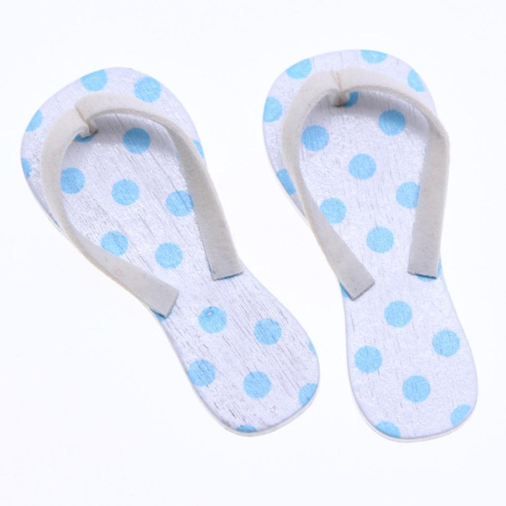 Miniatur BJD Puppenhaus Holz Flip-Flop Sandalen: Sommer Strand Szene Hausschuh Zubehör