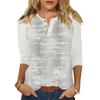 Women's T Shirt Print Button 3/4 Sleeve Daily Weekend Fashion Basic V- Neck Regular Top