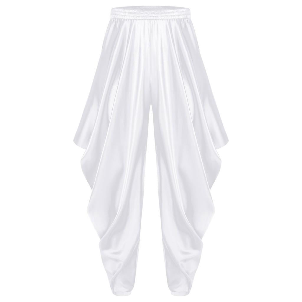 Herren Arabischer Prinz Haremshose Elastischer Bund Satiniere Weite Hose Cosplay Modebekleidung