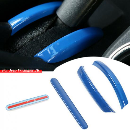 Blue Shift Handbrake Handle Bar Trim Cover Decor For Jeep Wrangler JK 2011-2017