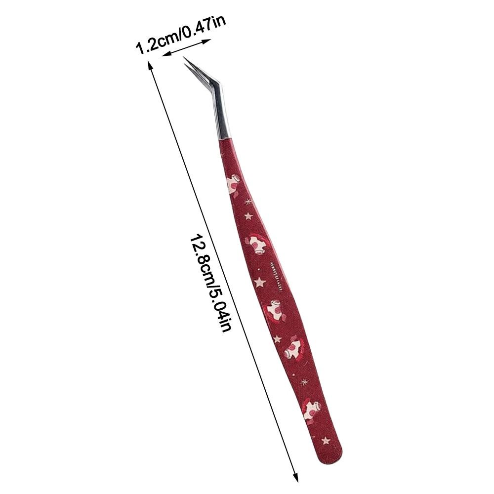 Stainless Steel Curved Stickers Tweezers Anti-static High Precision Lashes Extension Tweezer Cartoon Eyelash Curler