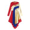 Women Color Block Liturgical Praise Dance Dress Church Worship Costume Lyrical Irregular Hem Dancewear
