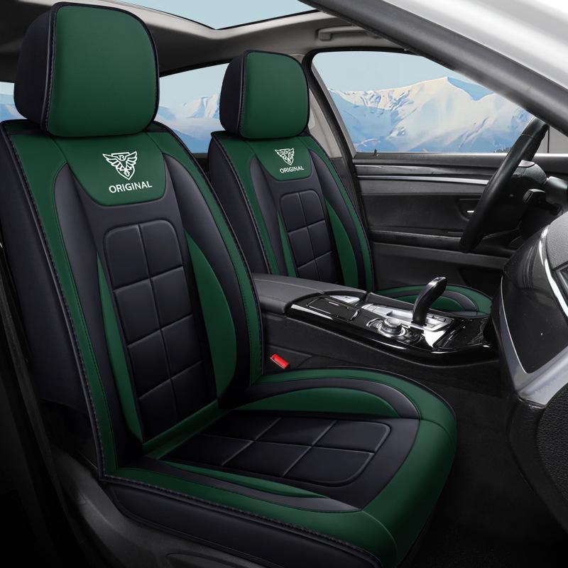 5-Seater Car Seat Cover Luxury Set with Pillows and Headrests, Premium Faux Leather Soft and Comfortable Seat Cover, Airbag Compatible