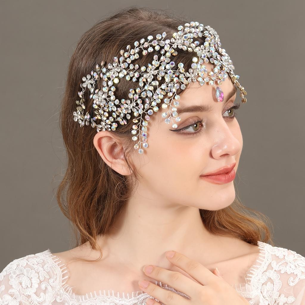 1pc Retro Bling Bling Rhinestone Decorative Pendant Head Band Elegant Hair Accessories For Women And Girls