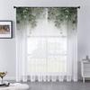 Watercolor Floral Nordic Leaves Sheer Voile Curtain For Living Room Bedroom Kitchen Window Transparent Chiffon Tulle Curtains