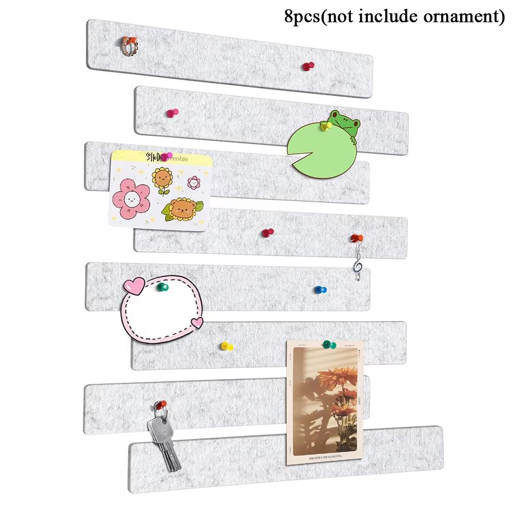 8Pcs Felt Pin Board Bar Strips Self-Adhesive Lightweight Bulletin Board Strips For Memo Schedule Photo Display Wall Decoration