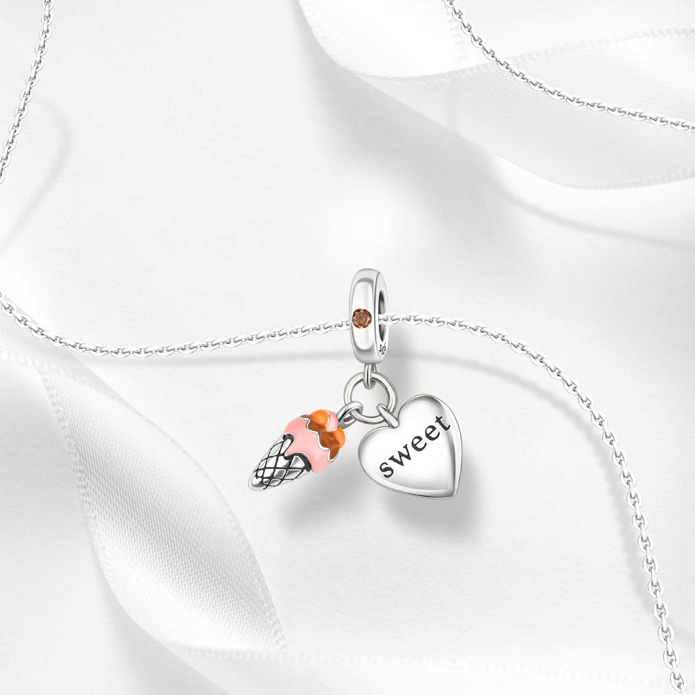 Ahthen copper Bead Charms ice cream Dangle Charm fit Snake Chain Bracelets Necklaces for Women Jewellery Making