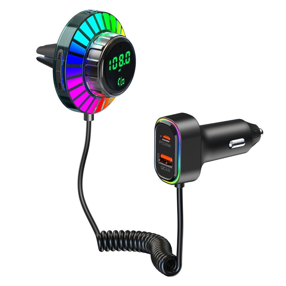 Receptor Bluetooth para coche adaptador de audio manos libres reproductor MP3 con luz LED