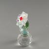 Round Base Crystal Flower Figurine Reflect Glass Flower Statue  Valentine's Day