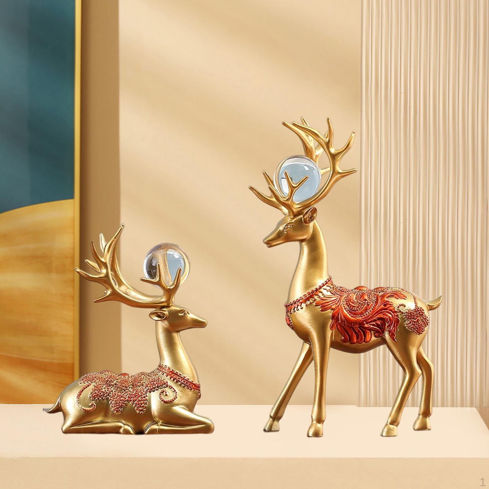 

2 шт. Статуэтка оленя, фигурка оленя сидящая и стоящая, художественные работы, орнамент, коллекционный лось Aureate