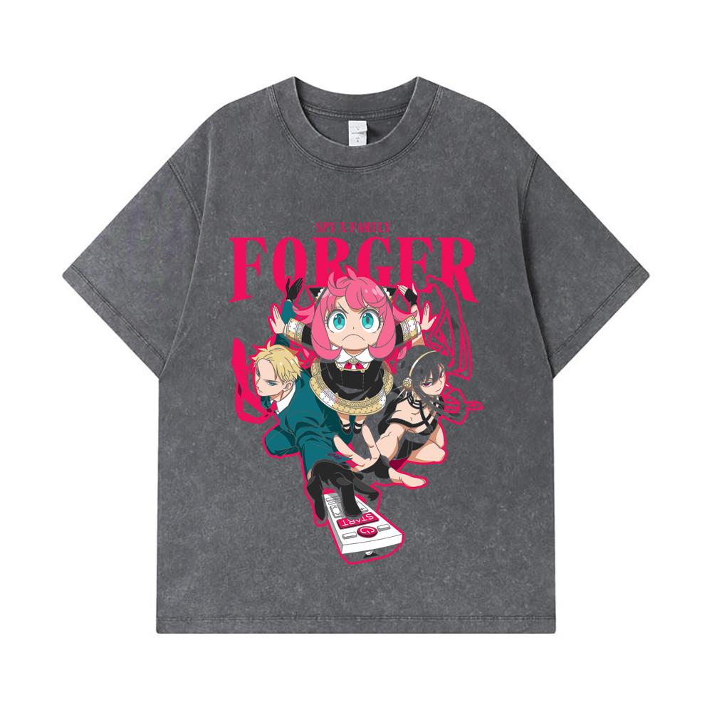 275 GSM Washed T-shirts 100% Cotton Spy X Family V1 Forger Print Unisex Heavy Cotton T Shirt