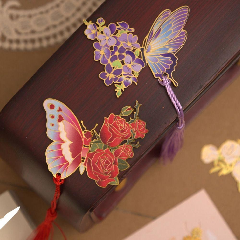 Tassel Metal Bookmark Metal Book Clip Retro Butterfly Bookmark  Teacher