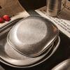 Retro Distressed Stainless Steel Serving Plate