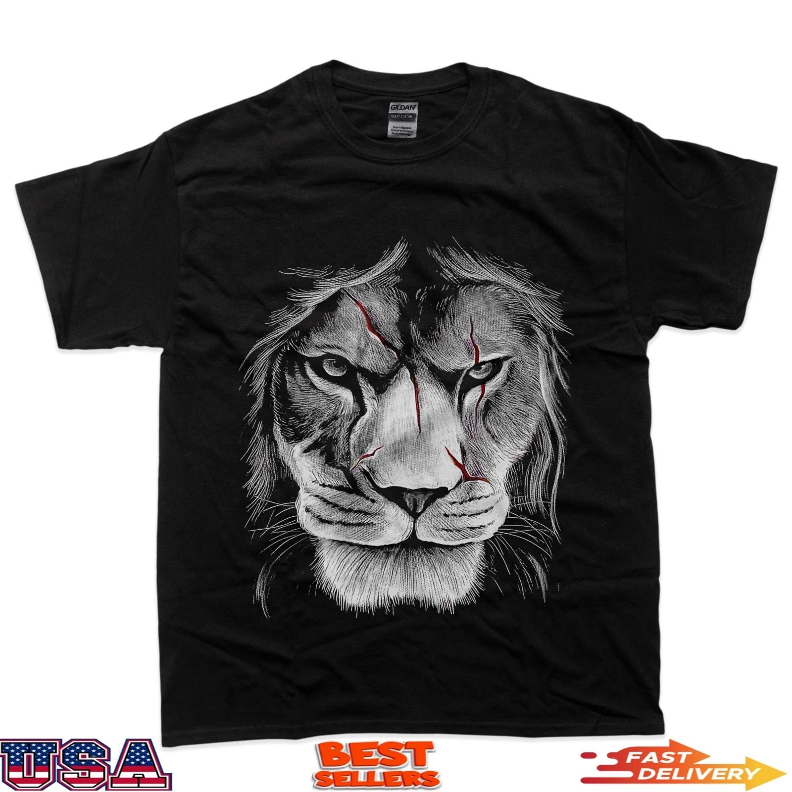 Lion Scar Face Warrior Graphic T-Shirt S