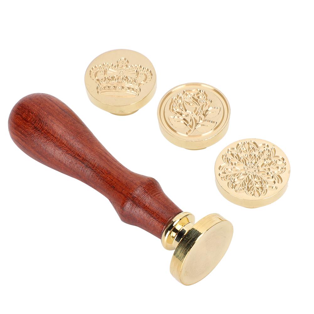 Wax Seal Stamp Set DIY Retro Decorate Snow Flower Crown Pattern Handicrafts Tools