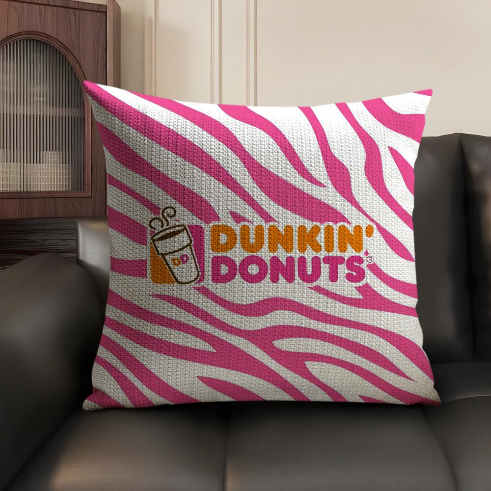 Food Dunkin' Donuts Cushion Cover Summer Breathable Linen Organic Fabric Double-Sided Printing Sofa Pillow Case Home Decor