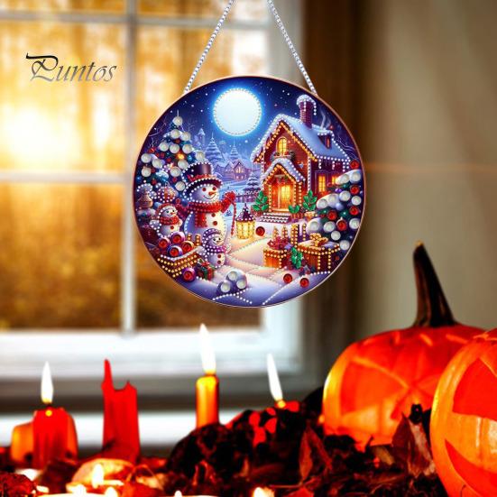 Vánoční přívěsek z drahokamu Závěsný Santa Sněhulák Ozdoba na strom DIY Oboustranné umění z drahokamu na stěnu Dveře Okno Dekorace krbu
