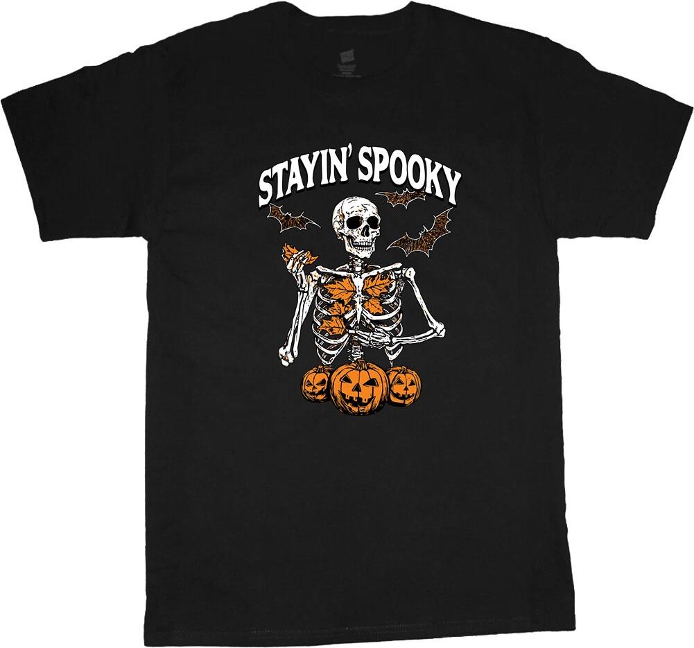 Spooky Skeleton Halloween Theme Costume T-shirt Mens Graphic Tees Decor XXL