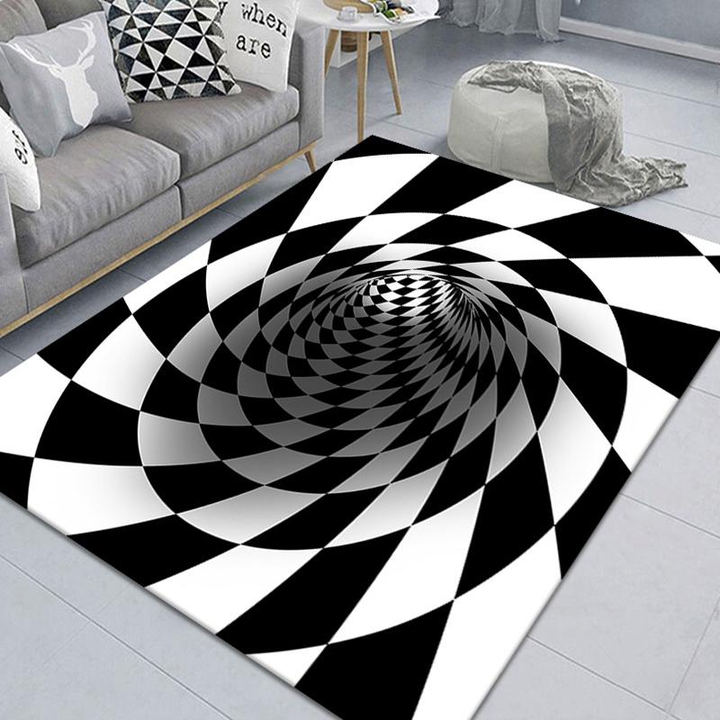 3D Vortex Illusion Carpet Entrance Door Floor Mat Abstract Geometric Optical Doormat Non-slip Floor Mat Living Room Decor Rug