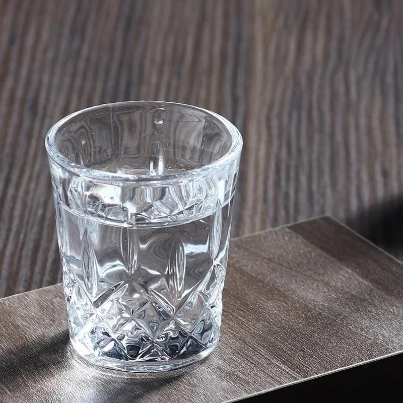 6pcs Spirits Cup 50ml Shot Glass Embossed Design Glass Wholesale Cups Small Capacity Wine Cup Engraved Household Chinese Tea Cup