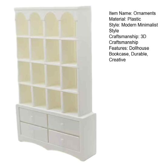 Figures Display Case Miniature Dollhouse Bookcase, 1:12 Scale Retro Arched Cabinet with Drawers, Sand Table Landscaping Props Matte Black Simulation