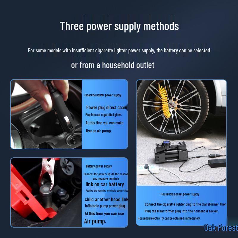 Dual-Cylinder High-Power Electric Car and Home Tire Inflator