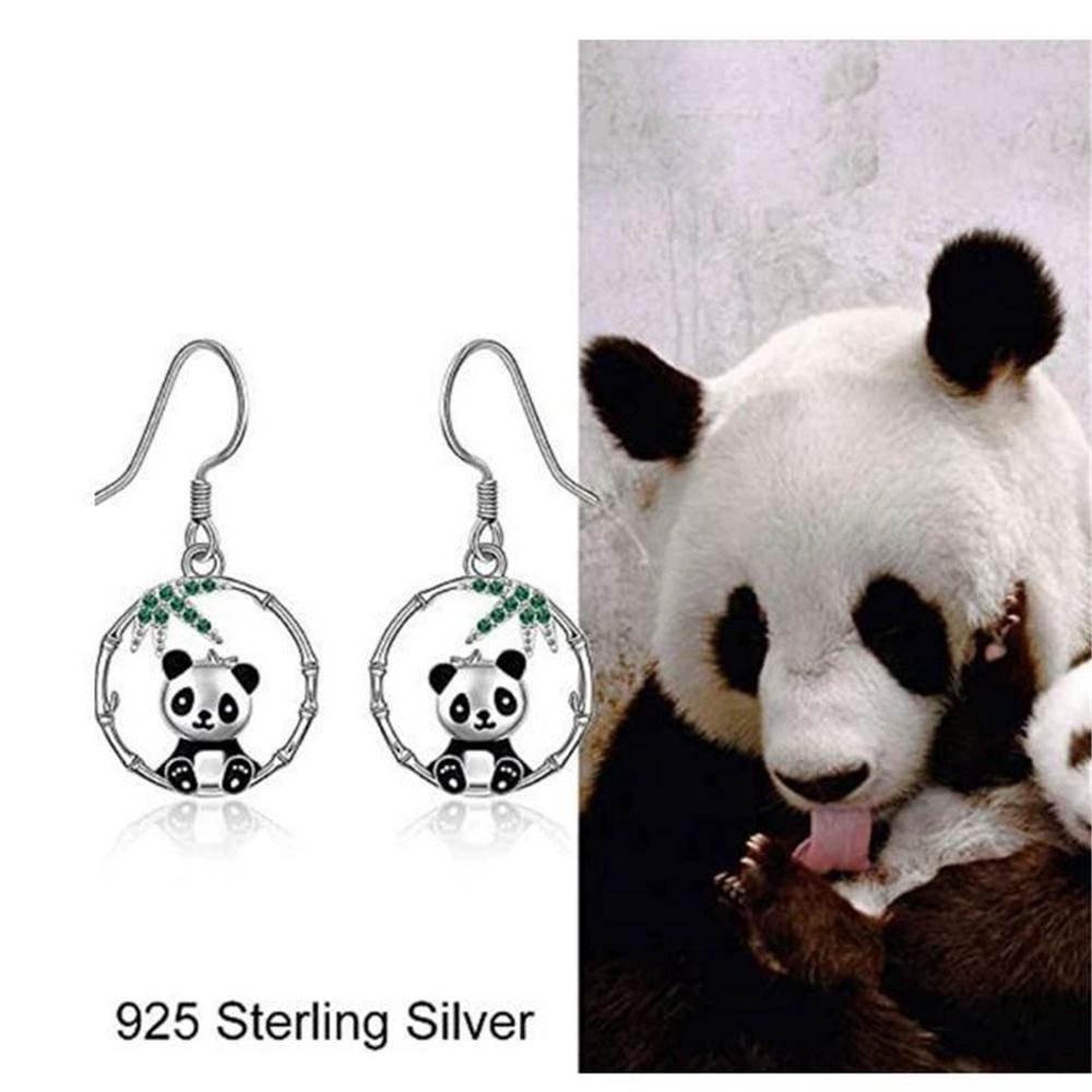 Charm Female Panda Animal Drop Earrings Cute Trendy Bridal Silver Color Dangle Wedding  For Women