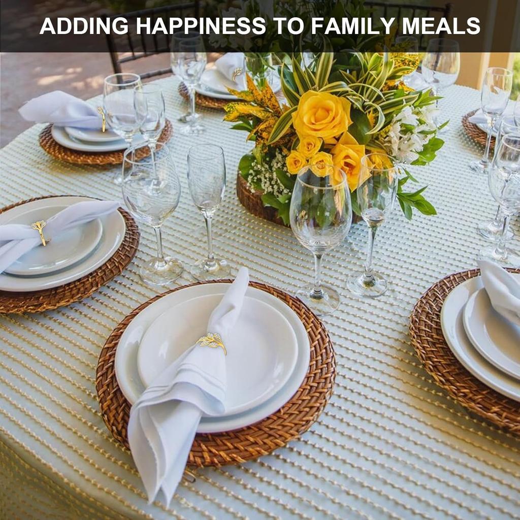Green Leaf Napkin Rings Durable Metal Design Reusable and Easy To Clean Ideal for Weddings Parties and Holiday Celebrations