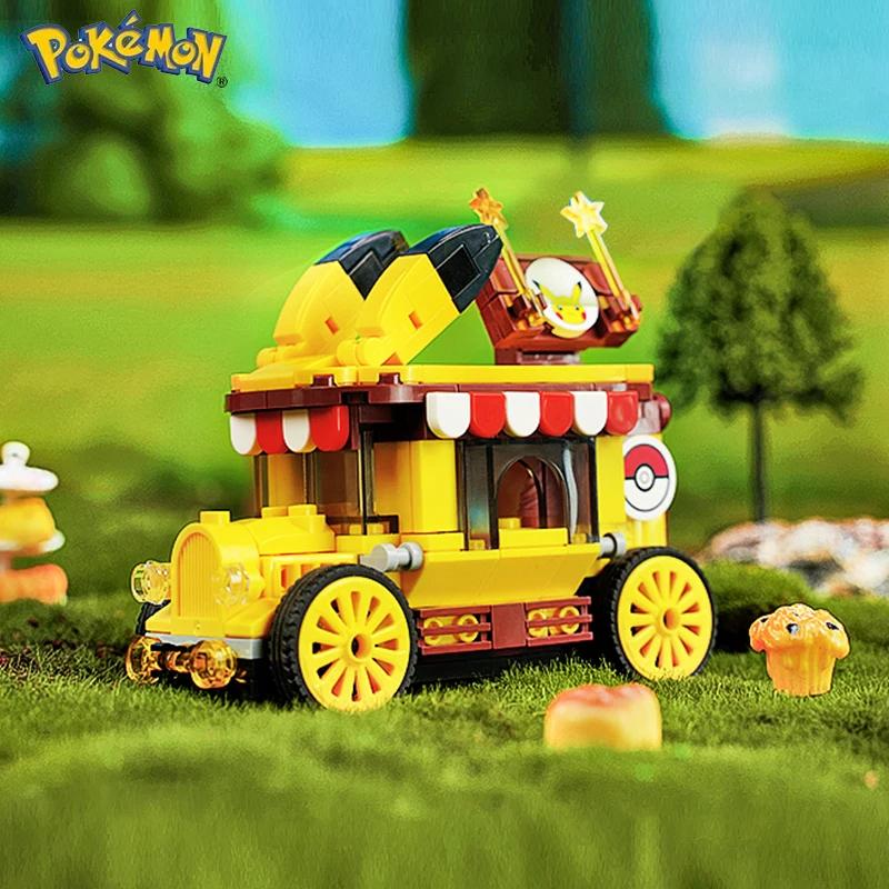 Non-Toxic Pokemon Building Blocks Pikachu Mini Food Car Bus Model Bricks Desktop Decoration Ornaments Children Diy Toys Holiday Gifts