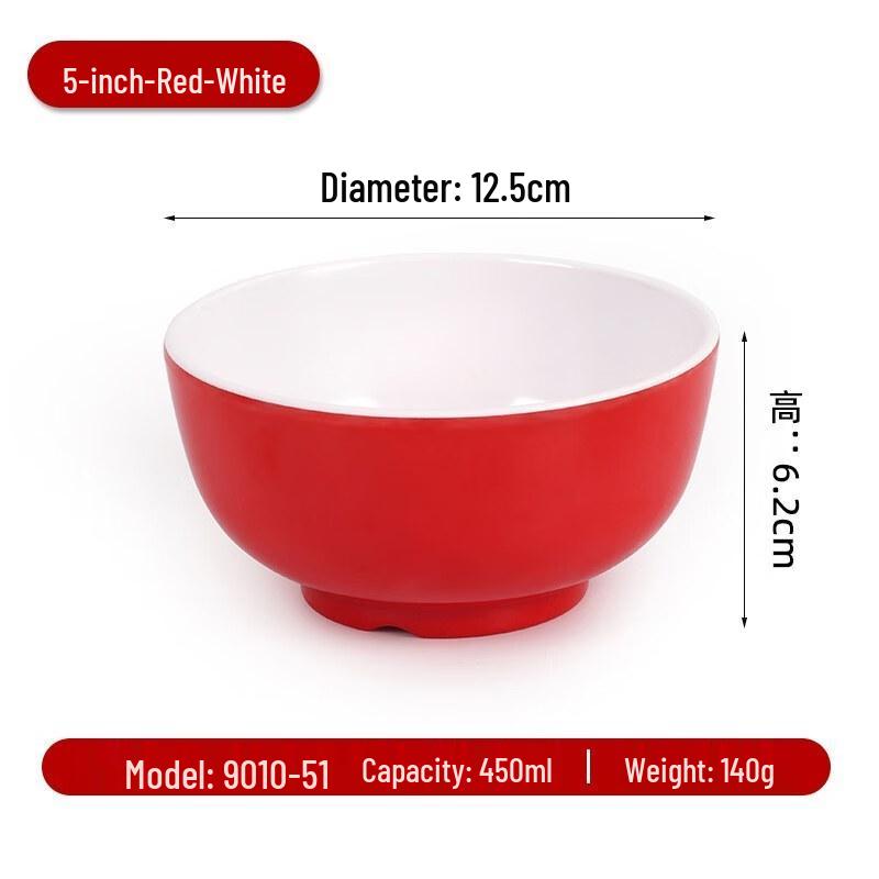 5-inch Melamine Two-Tone Rice Bowls (Pack of 10)