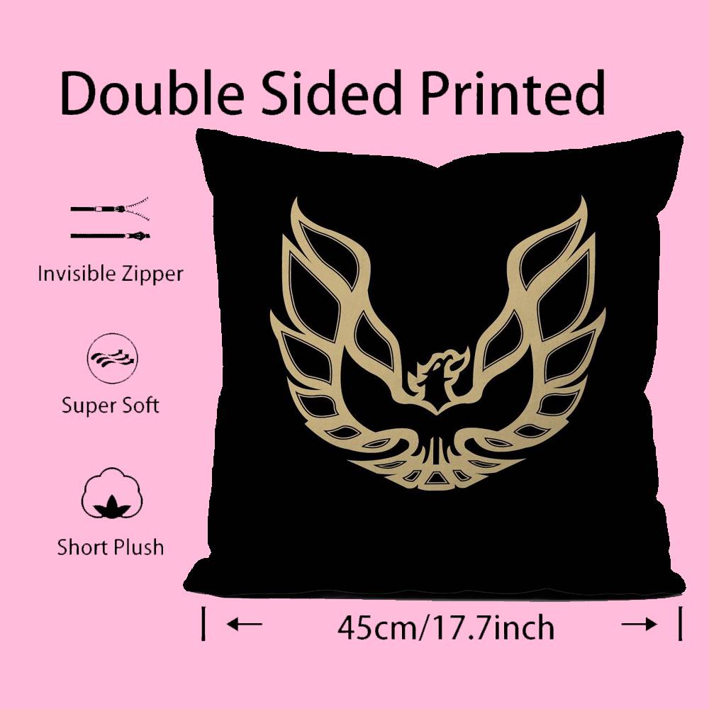 Hot Golden P-Pontiac Pillow Case Anti-Dustmite Pillow Invisible Zipper Silky Short Plush Sofa Cushion Cover