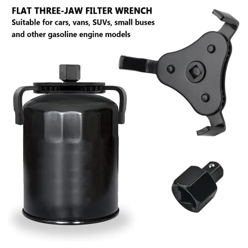 Universal Three-Jaw Oil Filter Wrench Adjustable 55-115mm Car Repair And Maintenance Three-Claw Oil Filter Removal Tool