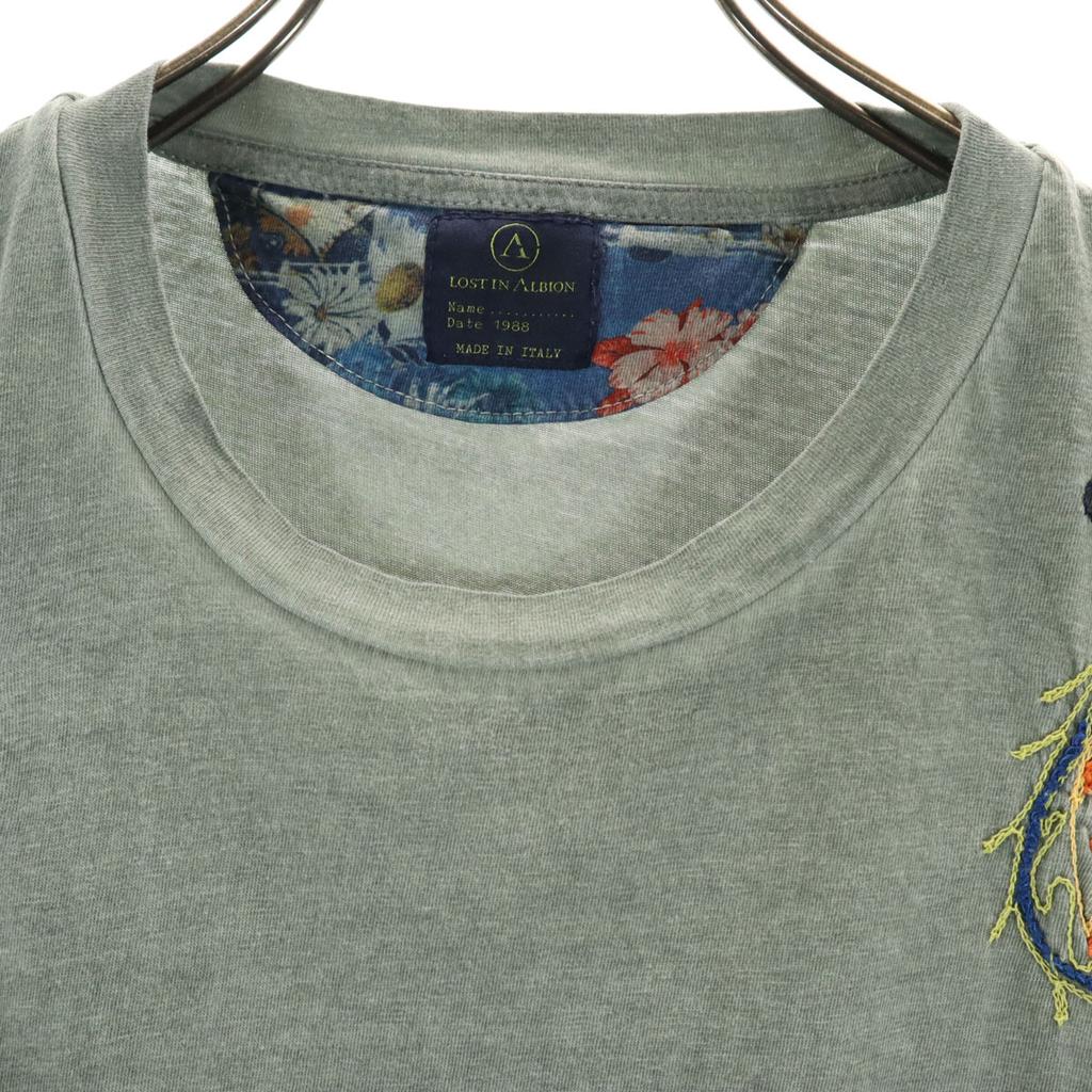 LOST IN ALBION Made In Italy Flower Embroidery Short Sleeve T-shirt M Men's Used